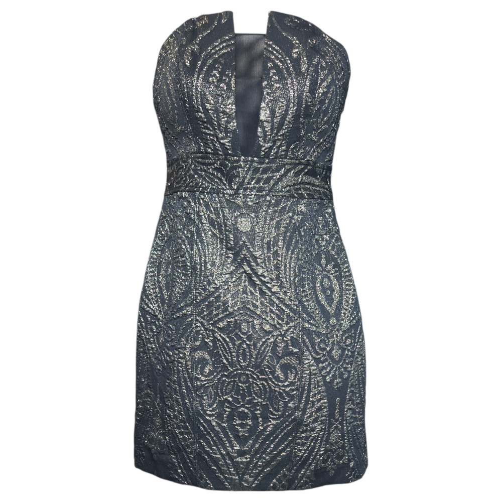Express Wom 0 Black Gold Metallic Jacquard Bodycon Dress Cocktail Holiday Party